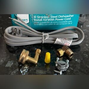6' Stainless Steel Dishwasher Install Kit with Power Cord